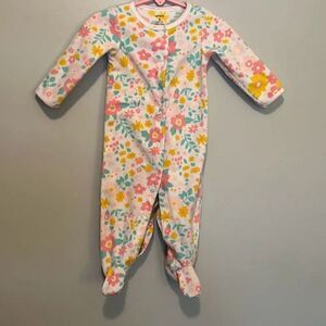 Carter Kid's Multicolor Floral Print Long Sleeve Snap Closure Pajamas